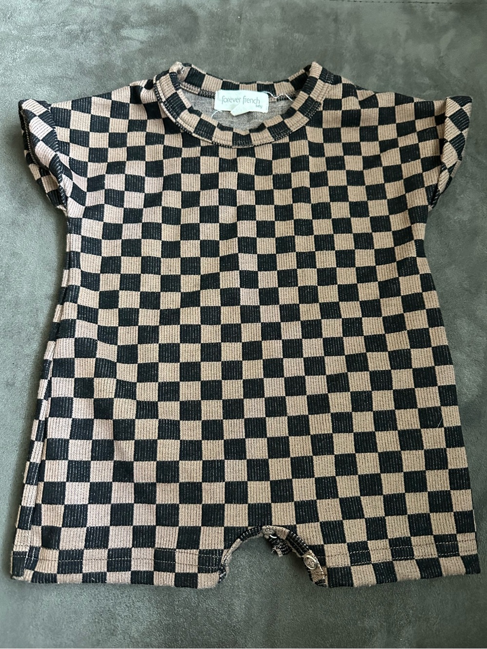 Forever French Baby Checkerboard Romper NB